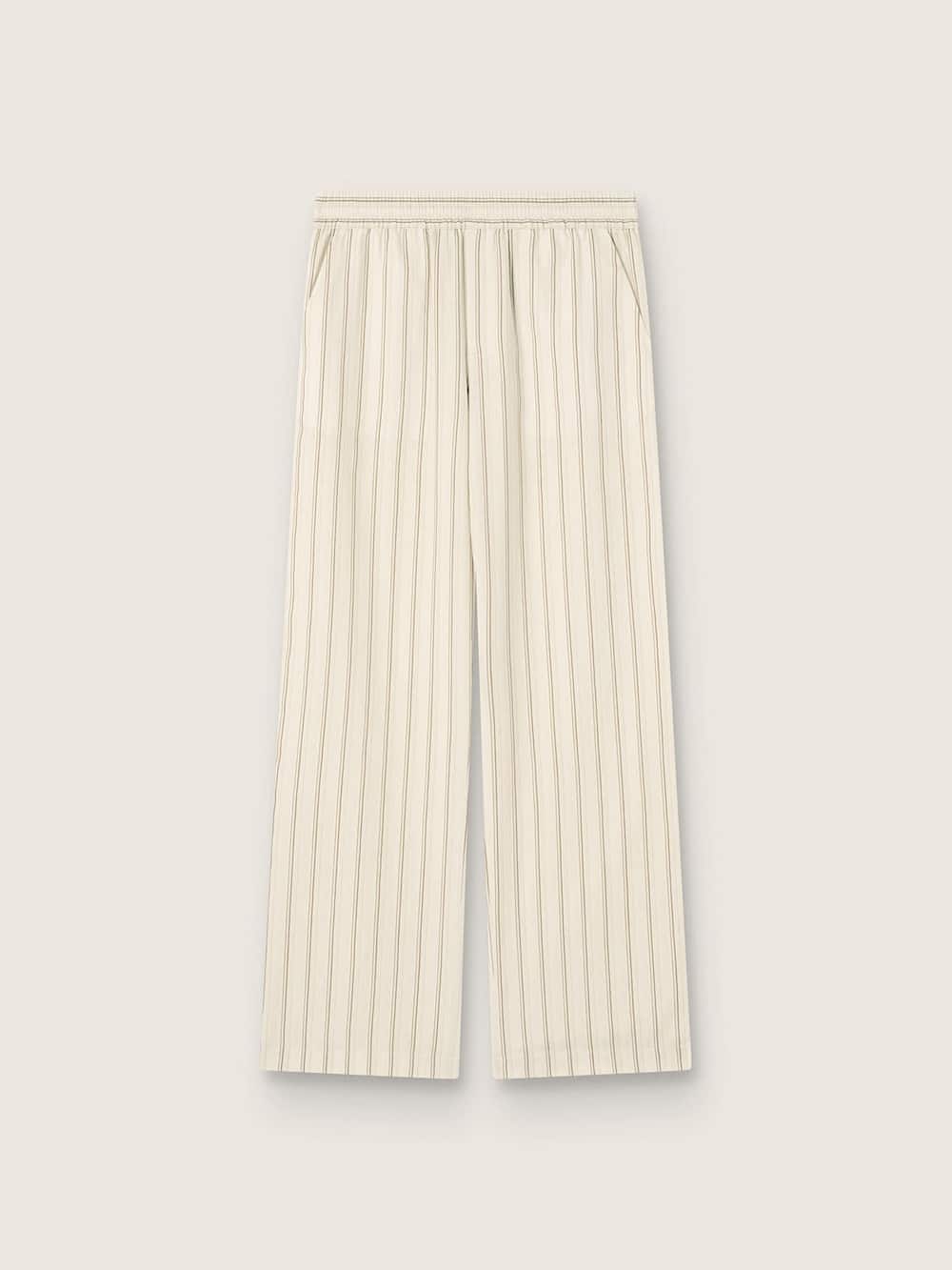 Pantalon de jogging unisexe en coton et lin avec rayures écrues et sable — Golden Goose