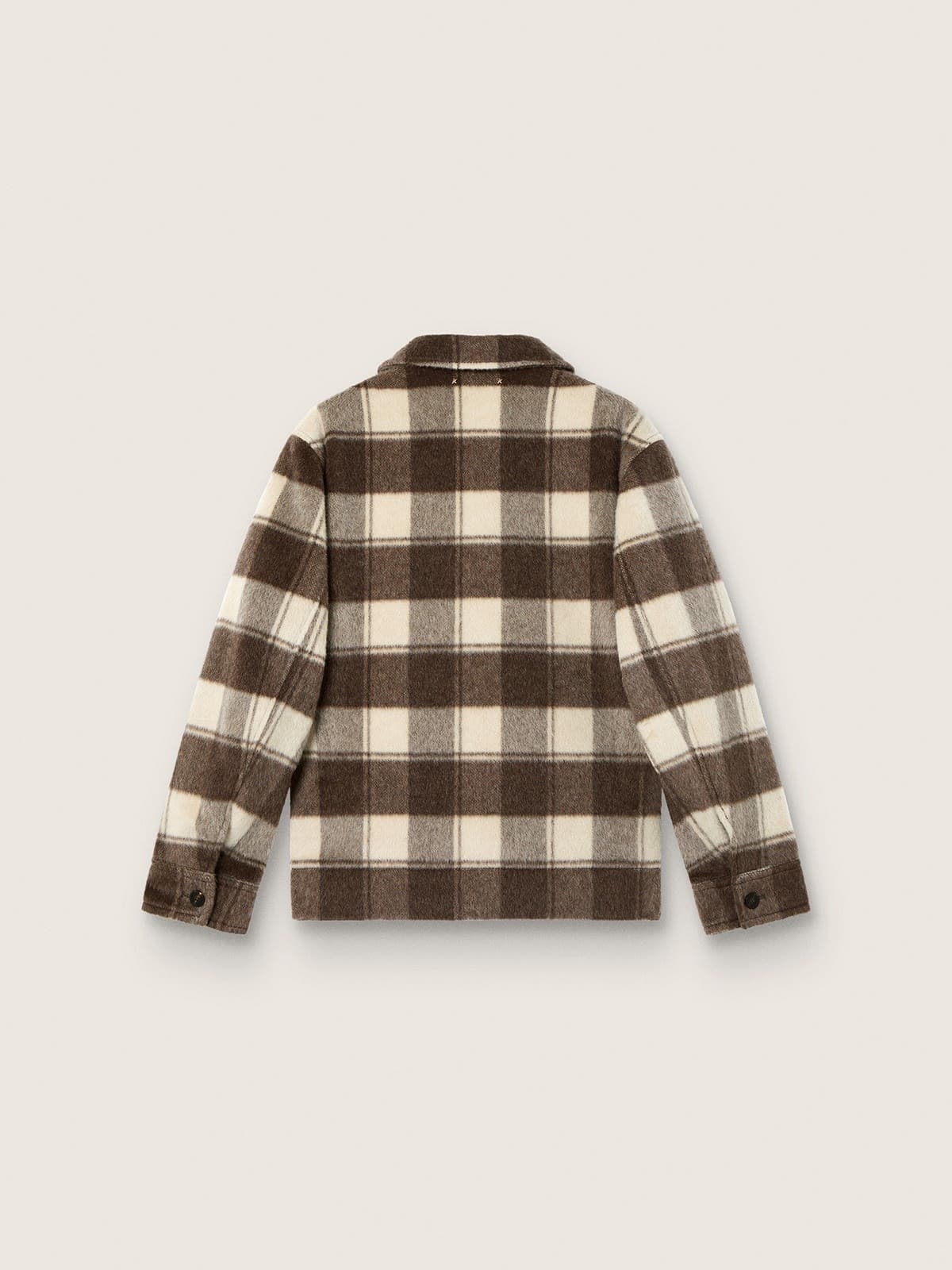 Camisa de hombre de algod&oacute;n a cuadros marrones y marfil