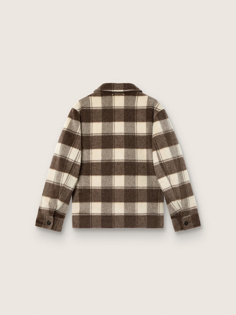 Golden Goose - Chemise unisexe en coton &agrave; carreaux marron et ivoire in 