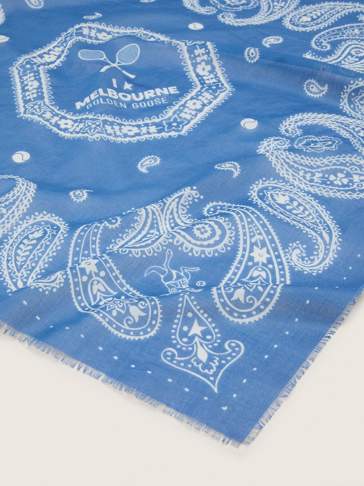 Tennis-inspired LTD paisley scarf with &lsquo;I love Melbourne&rsquo; print