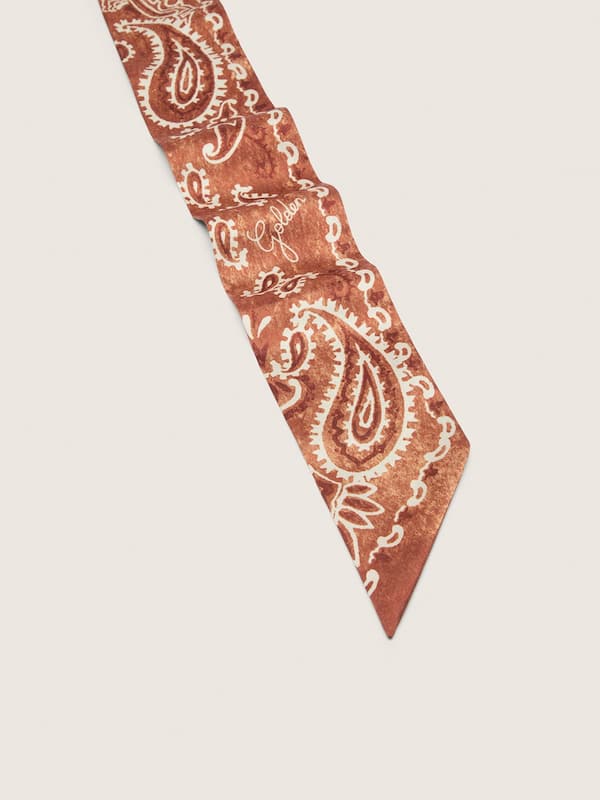 Set di due nastri in twill con motivo paisley arancione