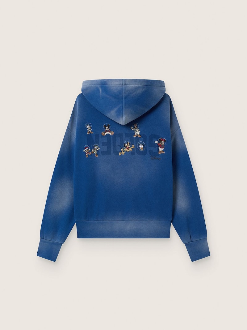 Golden Goose - Disney | Golden Goose Unisex blue sunfaded washed sweatshirt with embroidered logos in 