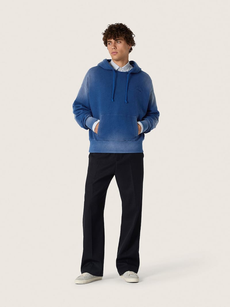 Golden Goose - Disney | Golden Goose Unisex blue sunfaded washed sweatshirt with embroidered logos in 