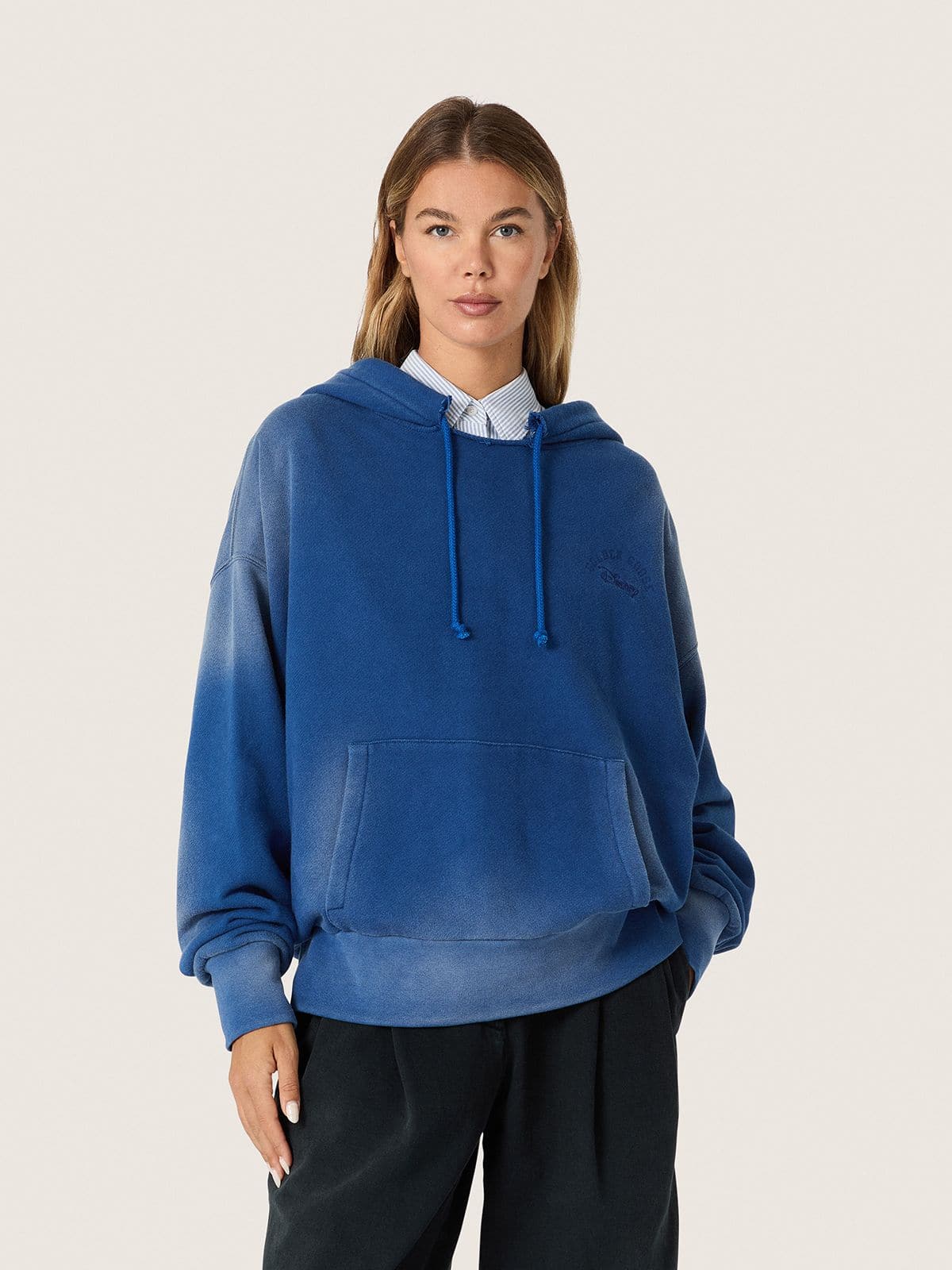 Golden Goose - Disney | Golden Goose Unisex blue sunfaded washed sweatshirt with embroidered logos in 