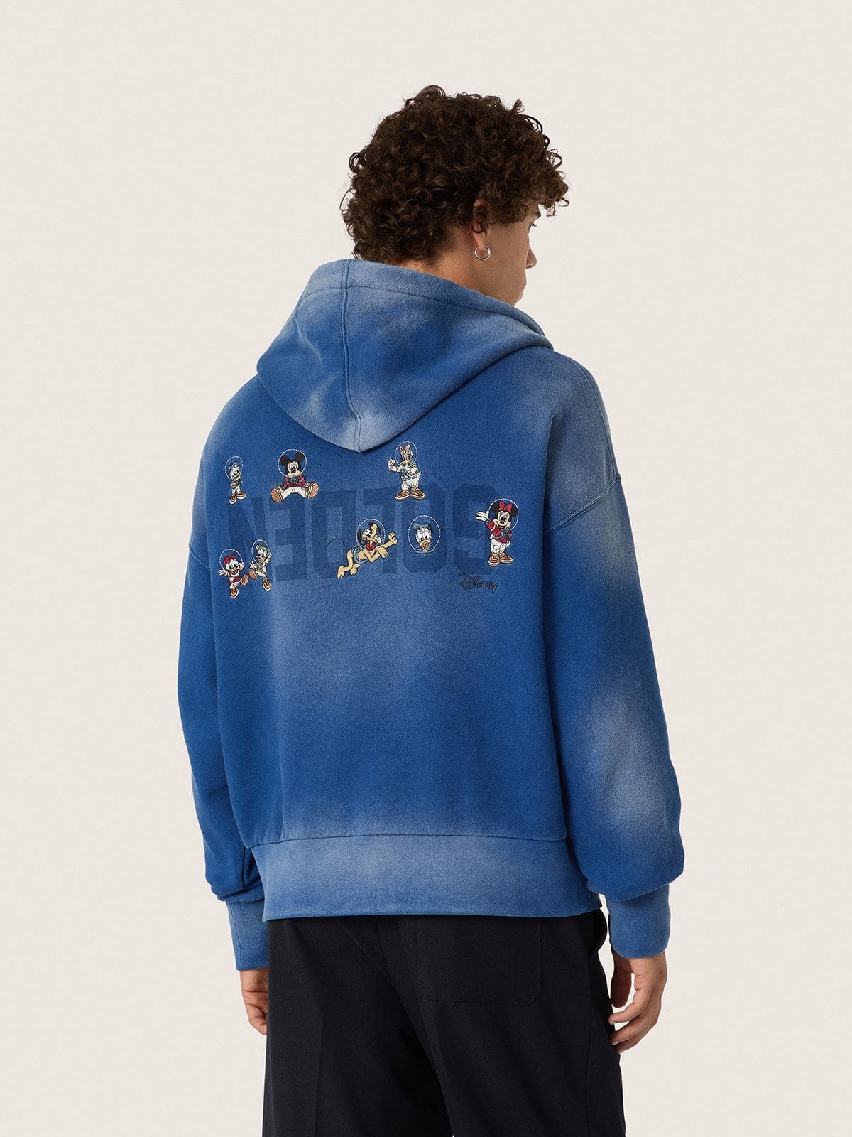 Golden Goose - Disney | Golden Goose Unisex blue sunfaded washed sweatshirt with embroidered logos in 