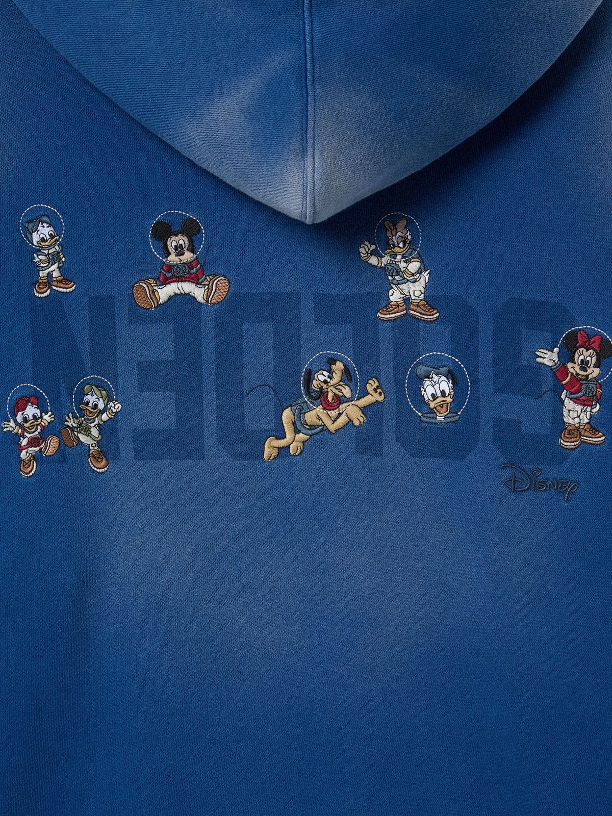 Golden Goose - Disney | Golden Goose Unisex blue sunfaded washed sweatshirt with embroidered logos in 