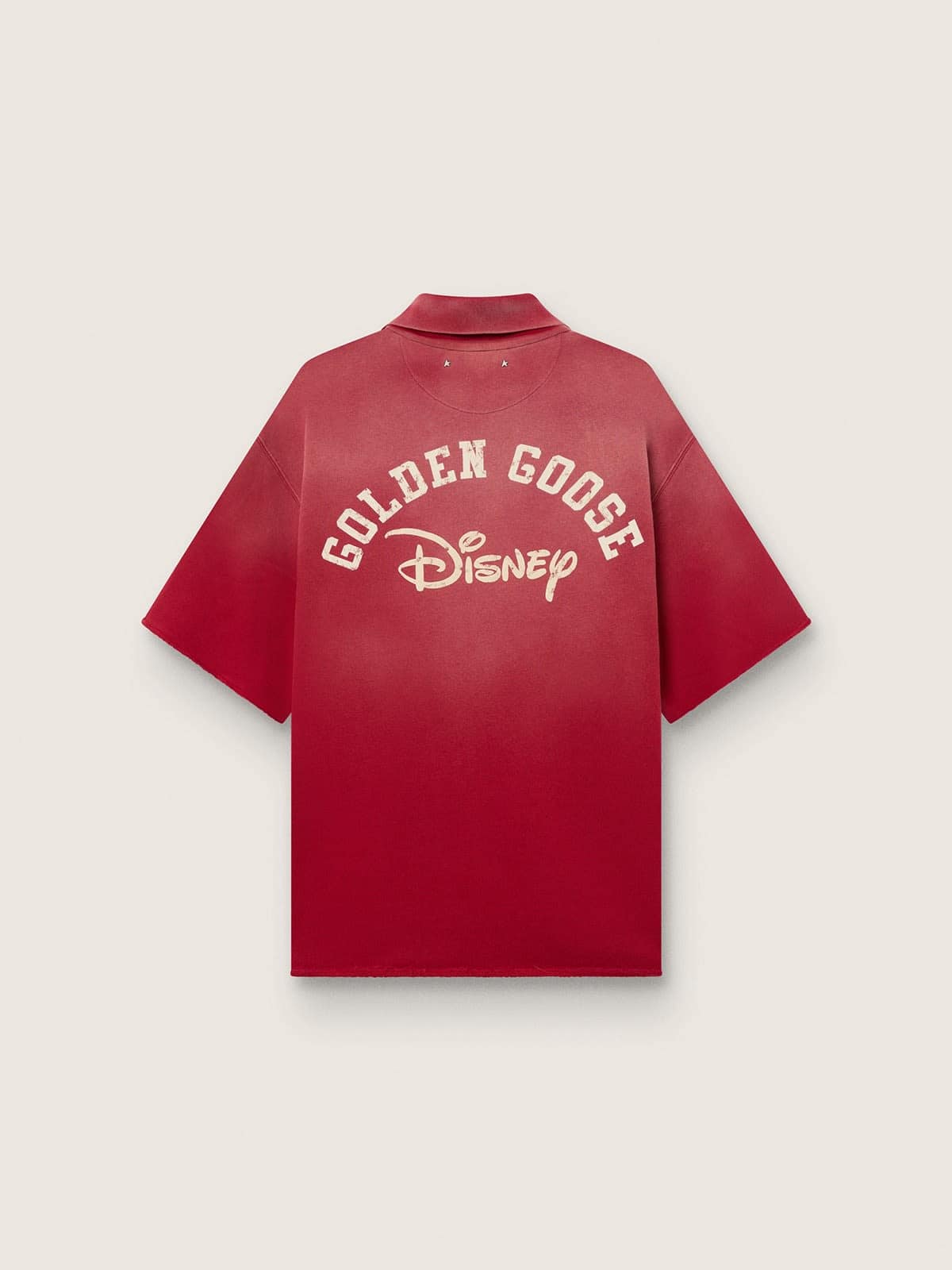 Disney | Golden Goose Polo unisex bordeaux effetto sunfaded washed con loghi ricamati e stampati