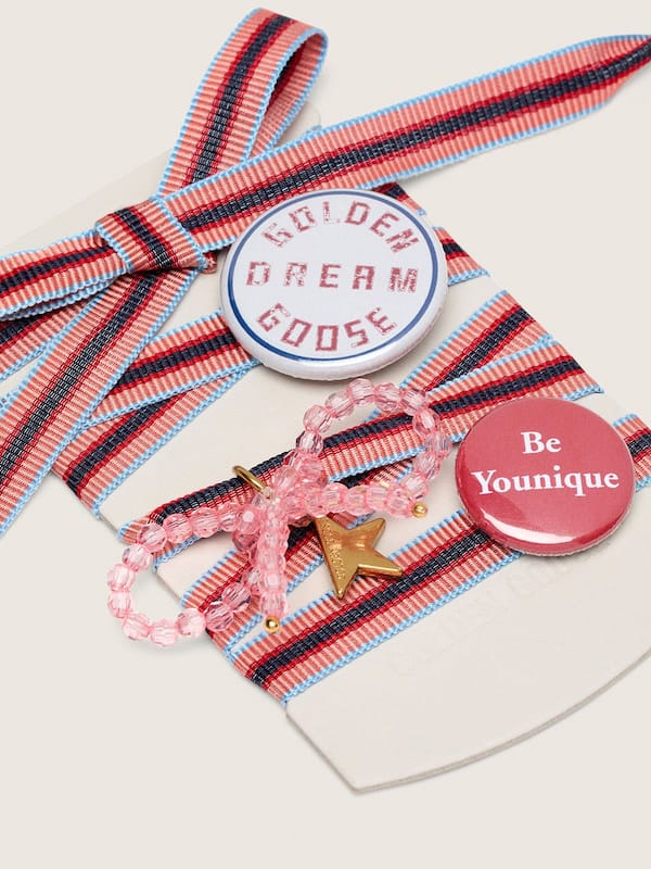 Golden Goose - Skin "Playful" colored striped "laces with charm and pins in 