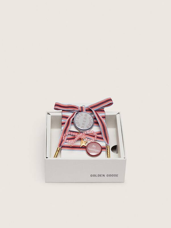 Golden Goose - Skin "Playful" colored striped "laces with charm and pins in 