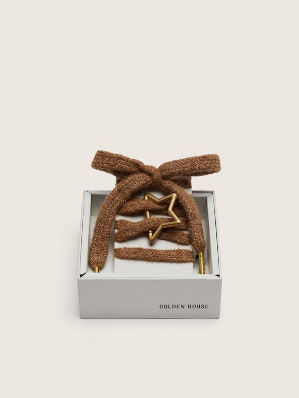 Golden Goose - Skin "Playful" brown-colored wool laces with Golden star-shaped snap hook in 