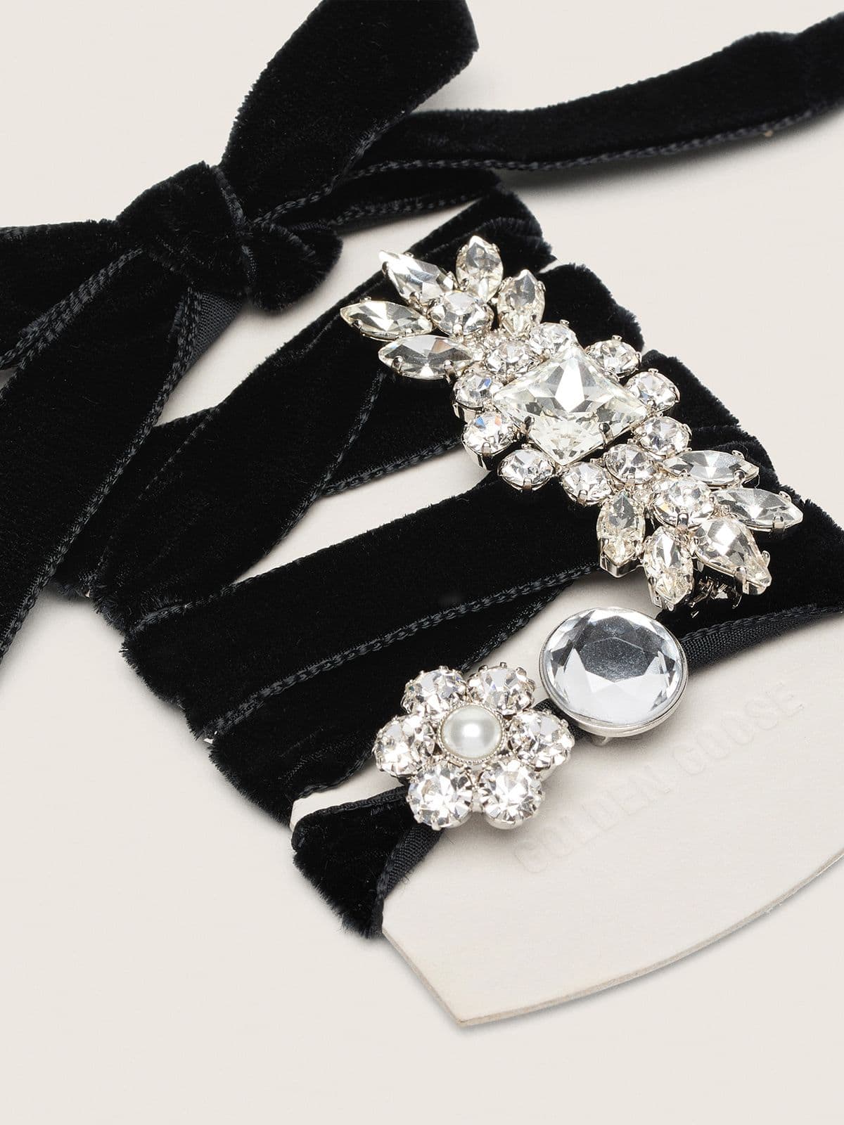 Golden Goose - Lacets Skins « Sparkling » noirs avec charms cristaux appliqués in 