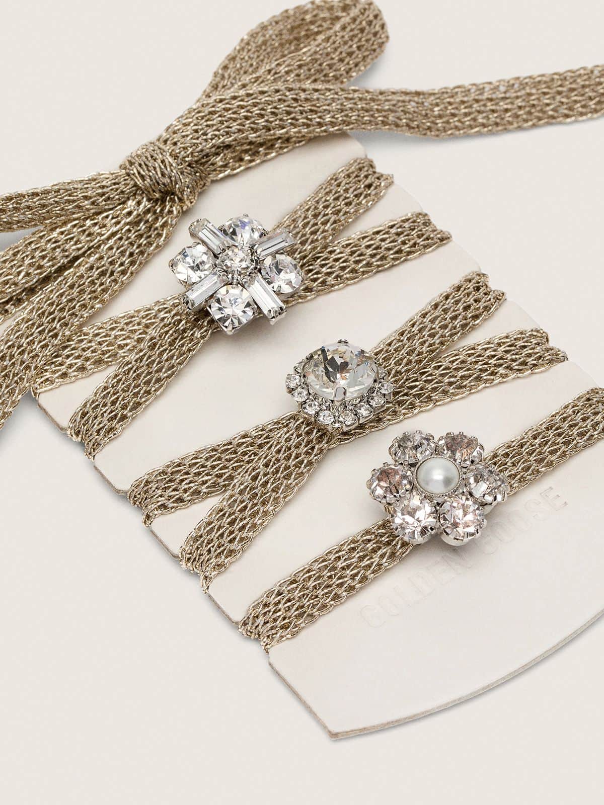 Golden Goose - Lacets Skins « Sparkling » tressés couleur doré avec charms scintillants in 