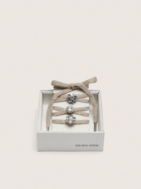 Golden Goose - Skins "Sparkling" braided gold-colored laces with shimmering charms in 