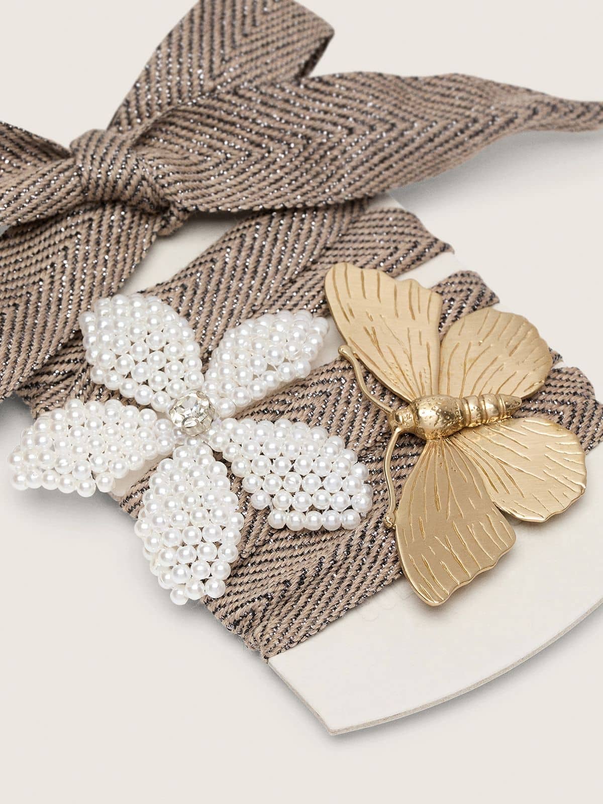 Golden Goose - Skin "Sparkling" brown, black and silver herringbone laces with two appliqué charms in 