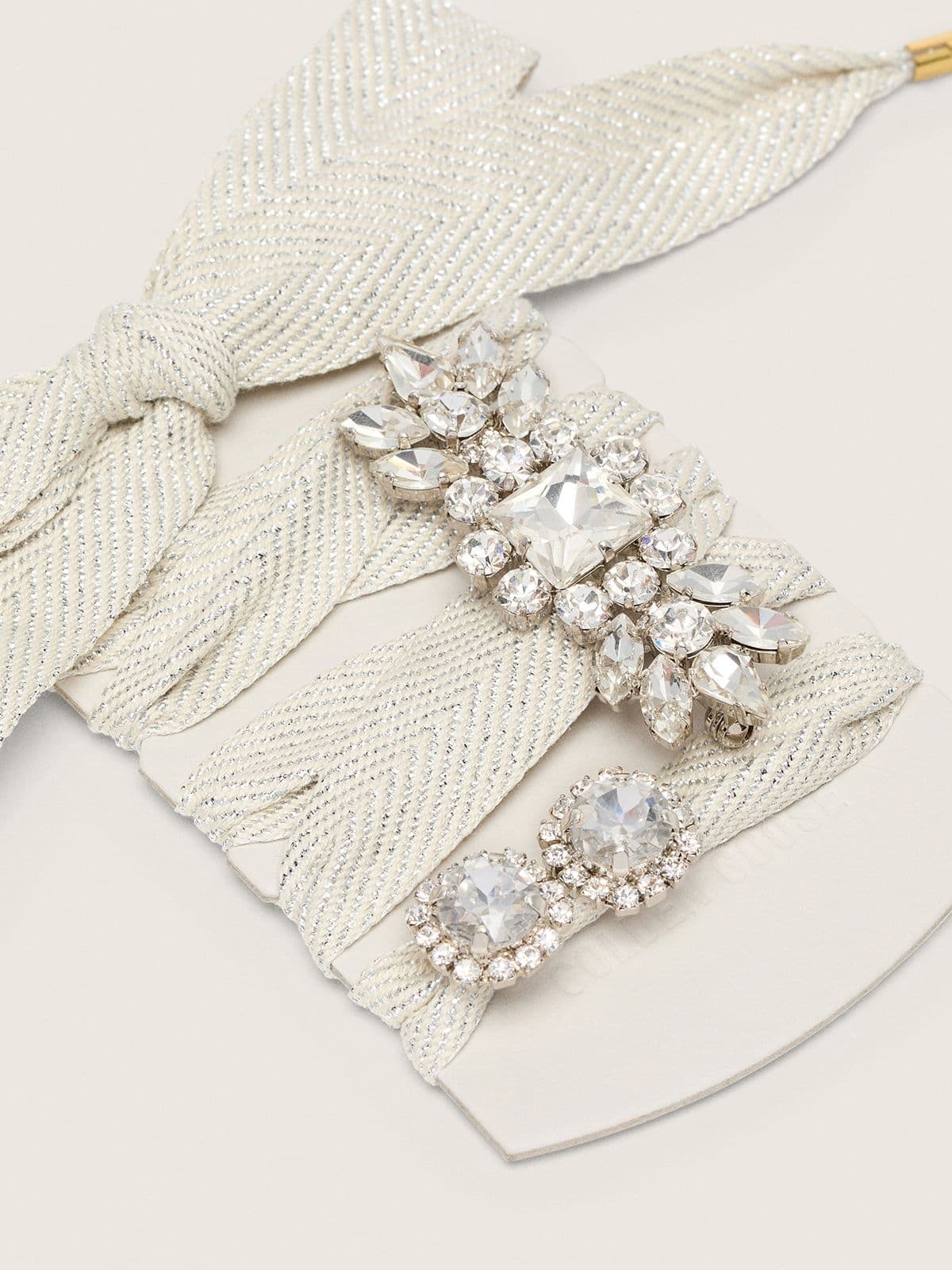 Golden Goose - Skin "Sparkling" cream and silver herringbone laces with two appliqué charms in 