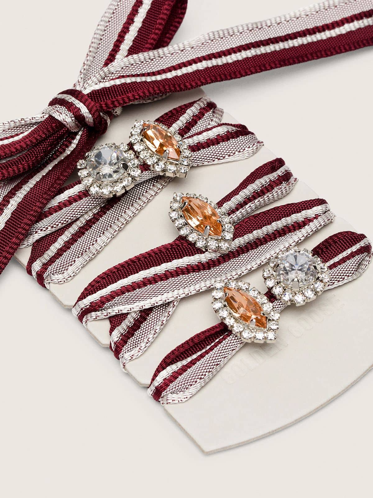 Golden Goose - Skins "Vintage" white and burgundy striped laces embellished with charms in 