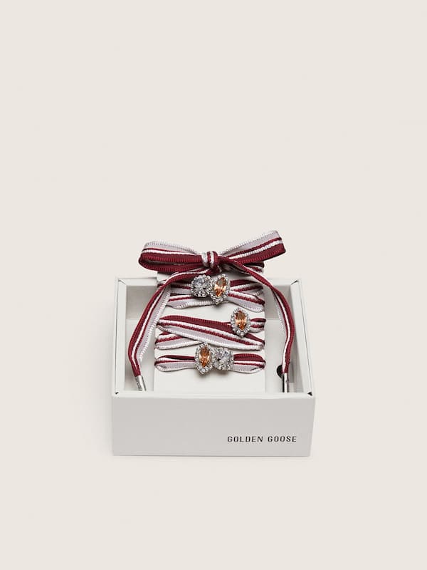 Golden Goose - Skins "Vintage" white and burgundy striped laces embellished with charms in 