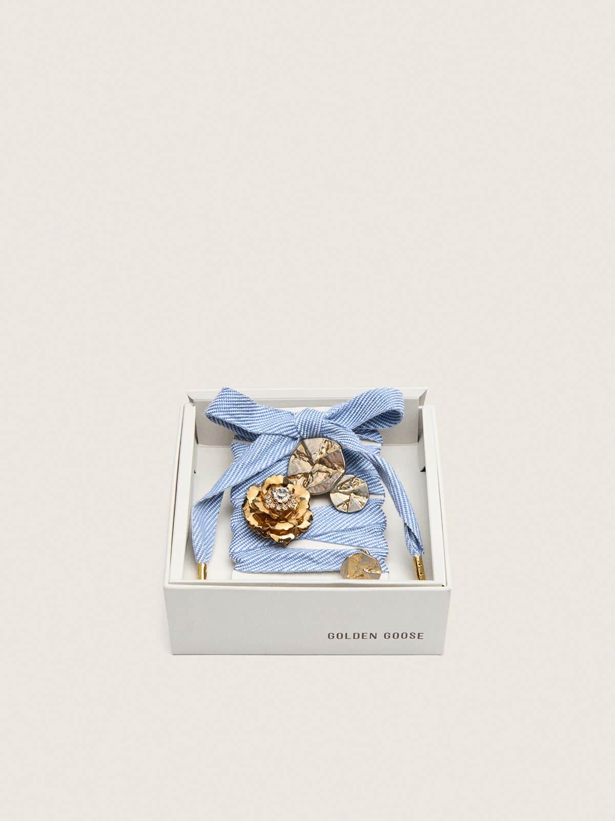 Golden Goose - Skins «Vintage» cordones con motivo espiguilla celestes y blancos con charms aplicados in 