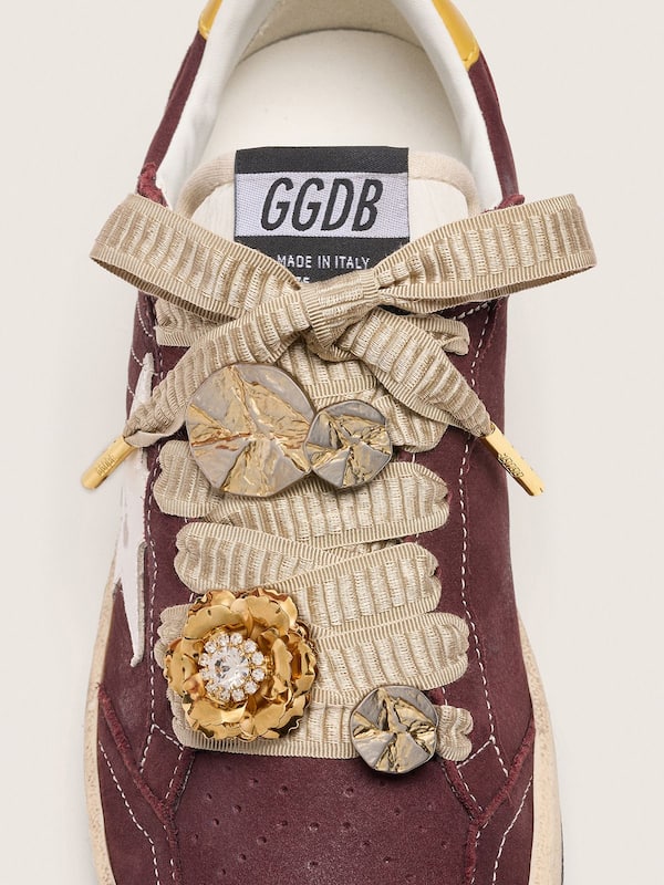 Golden Goose - Skin "Vintage" beige embroidered laces with appliqué charms in 