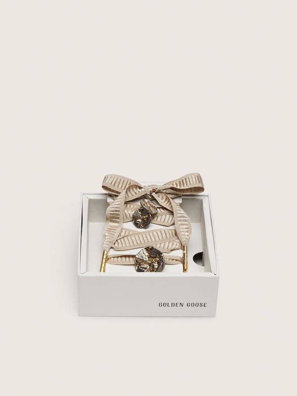 Golden Goose - Skin "Vintage" beige embroidered laces with appliqué charms in 