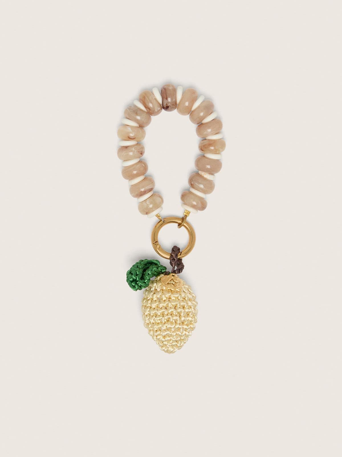 Charm mit Zitrone aus geh&auml;kelter Baumwolle mit Perlenkettchen