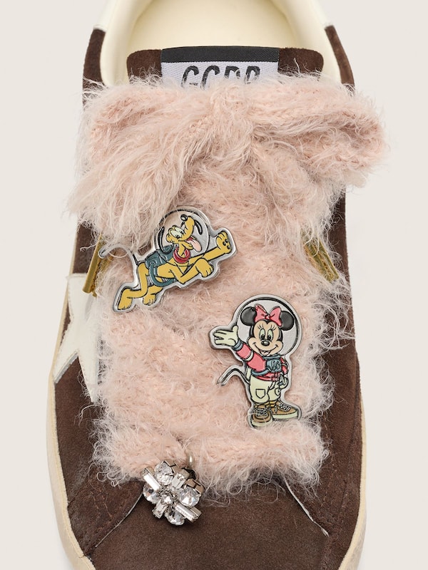 Disney | Golden Goose Skins pink laces with two pins inspired by Mickey Mouse and his friends and a charm