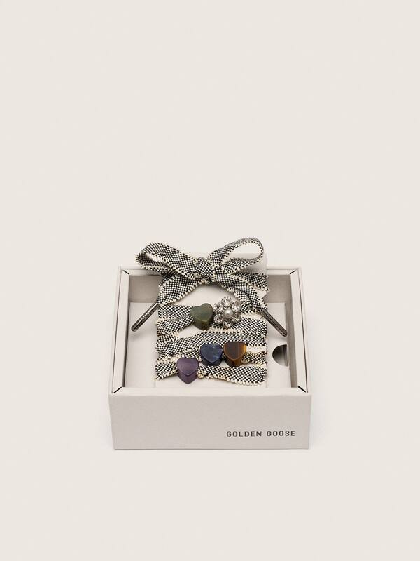 Golden Goose - Skins silver glitter laces with charms in 