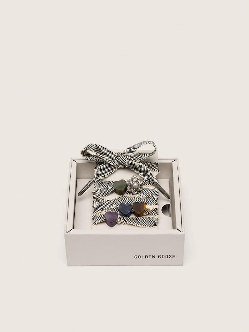 Skins silver glitter laces with charms