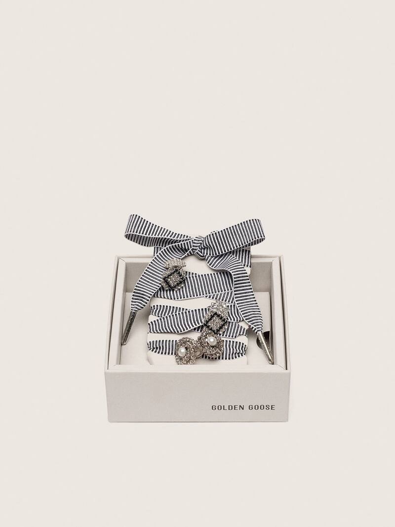 Skins striped laces embellished with charms