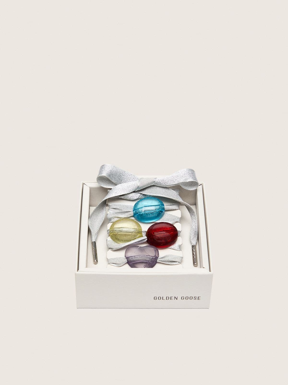 Golden Goose - Skins cordones plateados con cuatro charms de colores in 