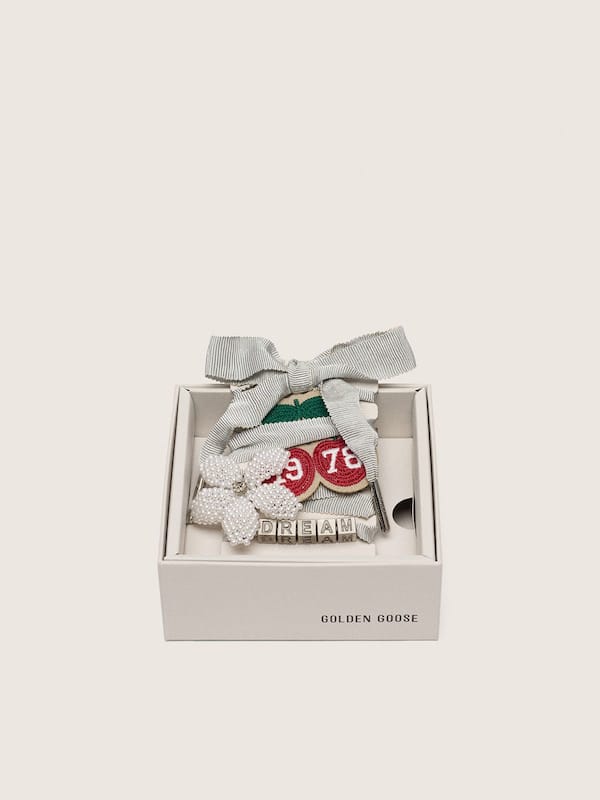 Golden Goose - Skins silver laces with charm and appliqu&eacute;s in 