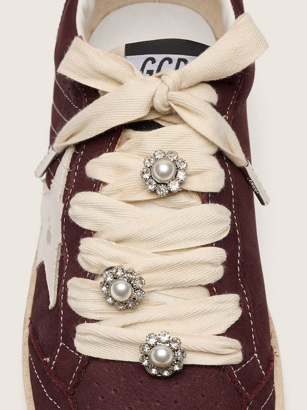 LTD Skins gold laces with appliqu&eacute; crystal charms