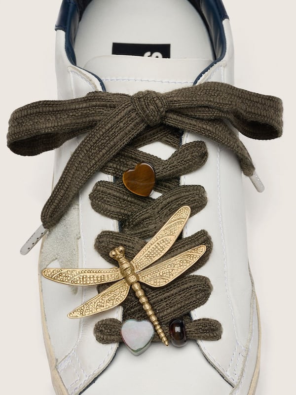 Golden Goose - Skins dark green laces with dragonfly charm in 