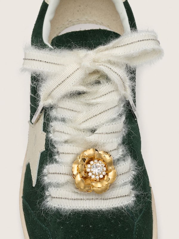 Skins white mohair laces with jewel charm