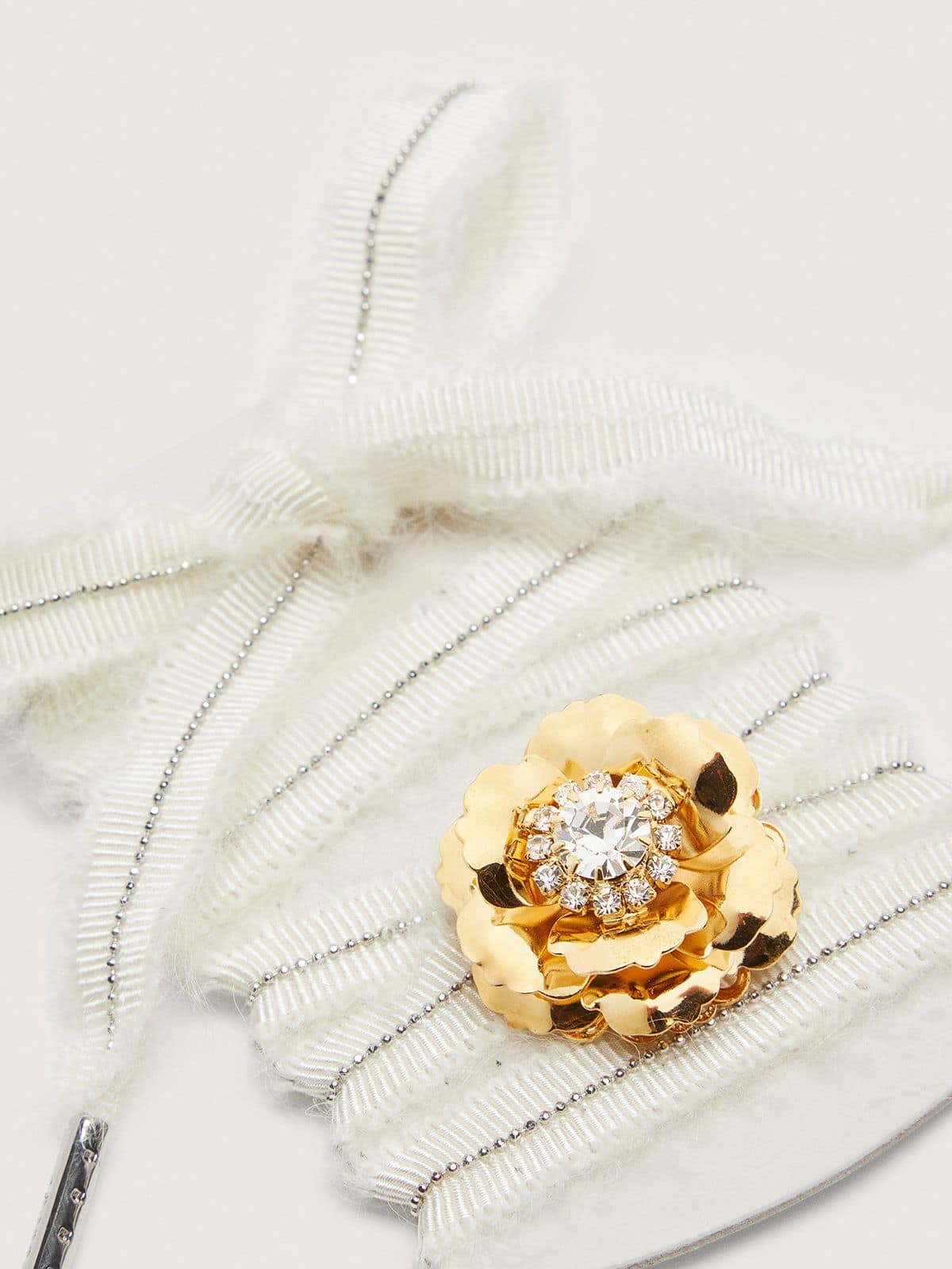 Skins white mohair laces with jewel charm