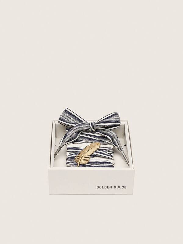 Golden Goose - Skins striped laces with gold feather charm in 