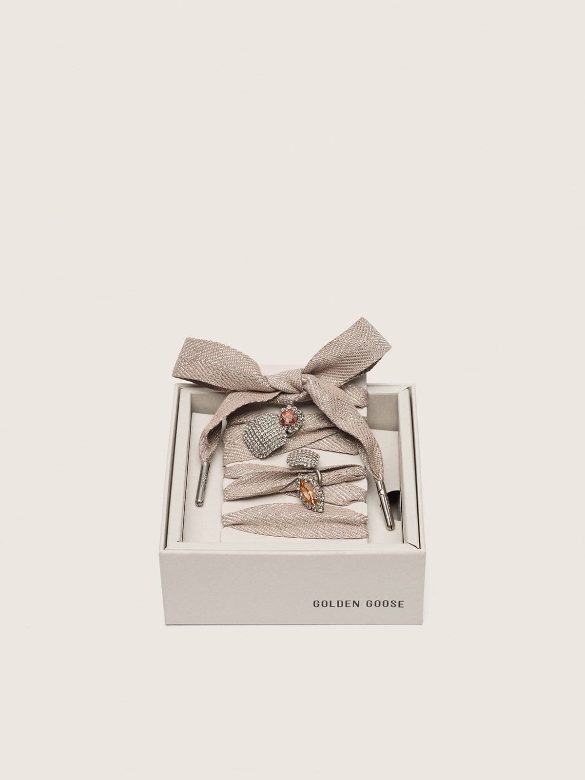 Golden Goose - Silberfarbener Schn&uuml;rsenkel Skins mit Schmuck-Charm in 