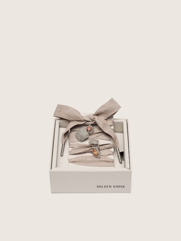Golden Goose - Skins silver laces with jewel charms in 