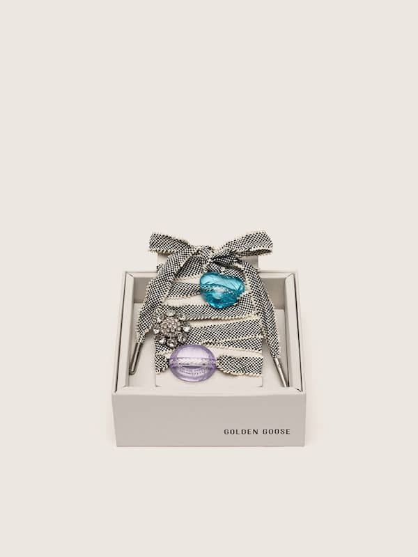 Golden Goose - Skins black and white laces with colorful charms in 