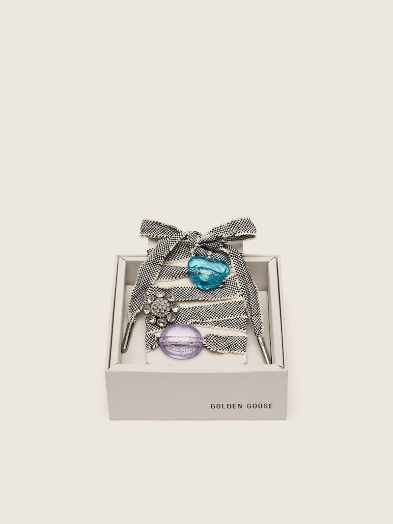 Skins black and white laces with colorful charms
