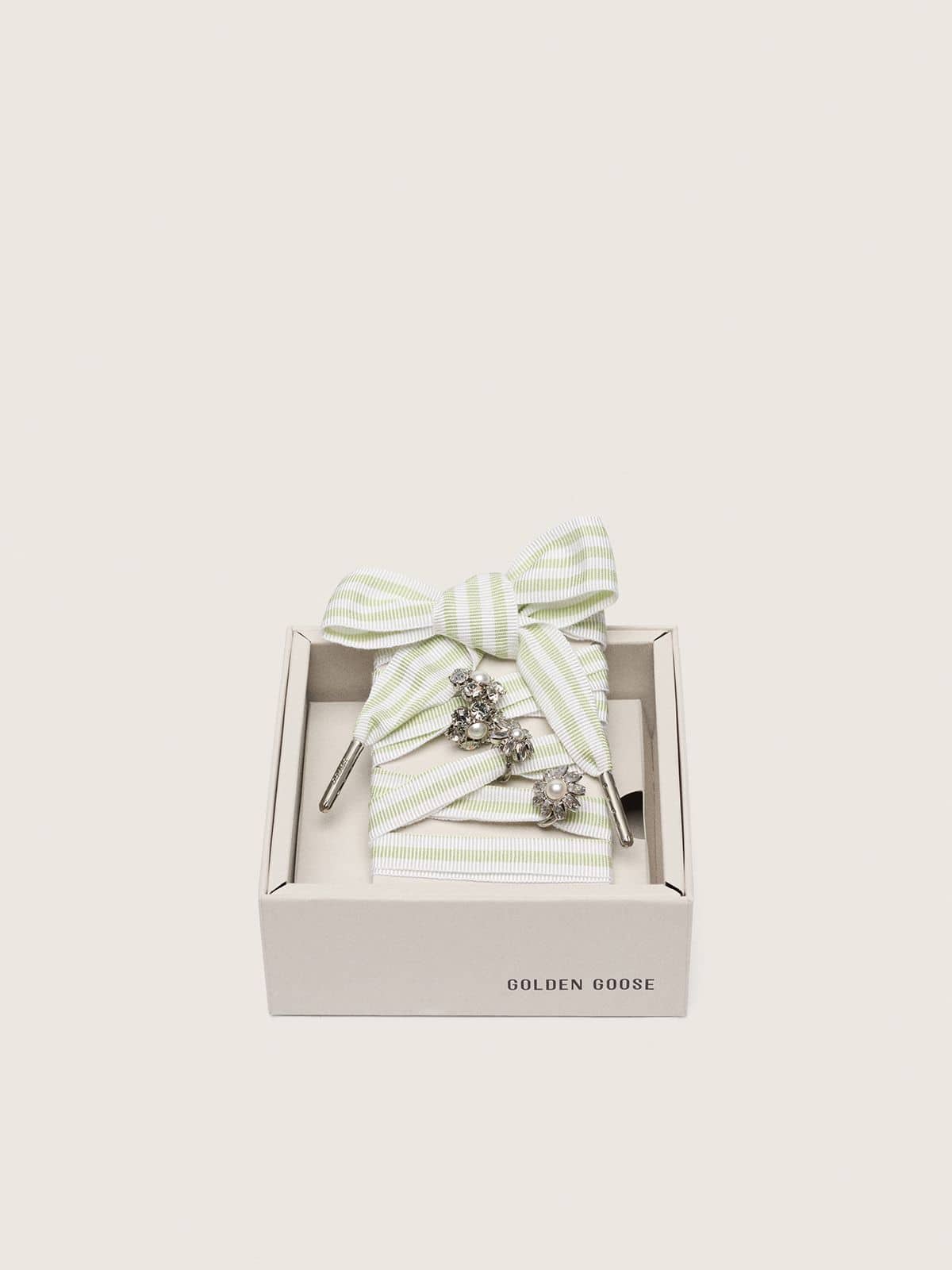 Golden Goose - Skins cadar&ccedil;o listrado verde e branco com pingentes tipo joia in 