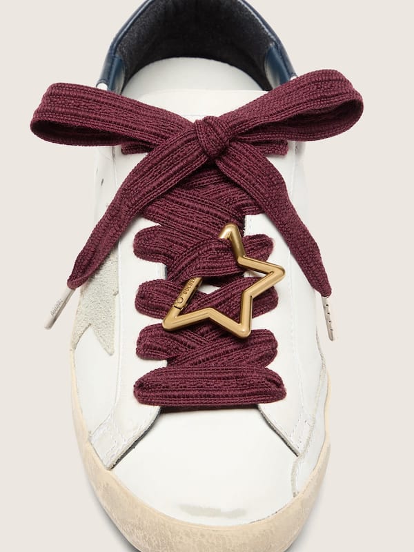 Skins burgundy embroidered laces with star-shaped snap hook