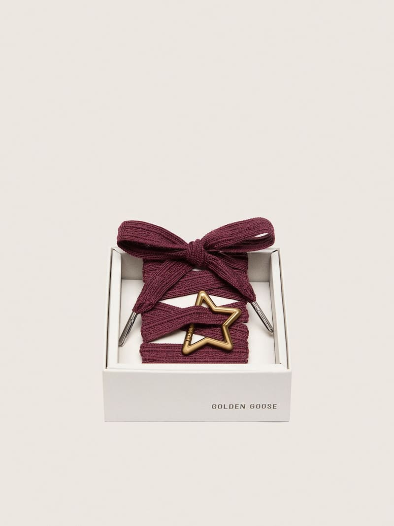 Skins burgundy embroidered laces with star-shaped snap hook