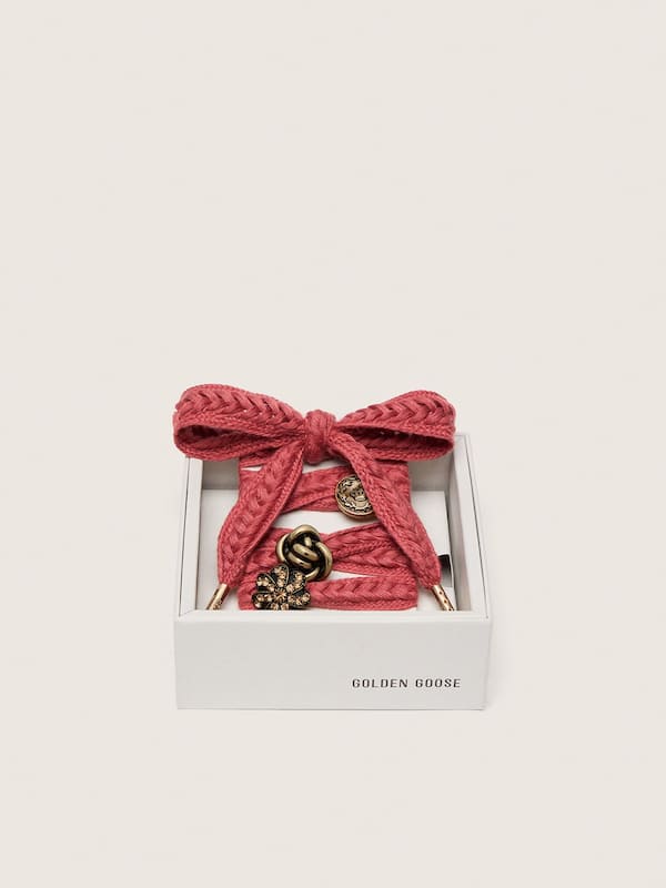 Golden Goose - Skins aus Wolle in Bordeaux mit drei Perlchenapplikationen in Blumenform in 