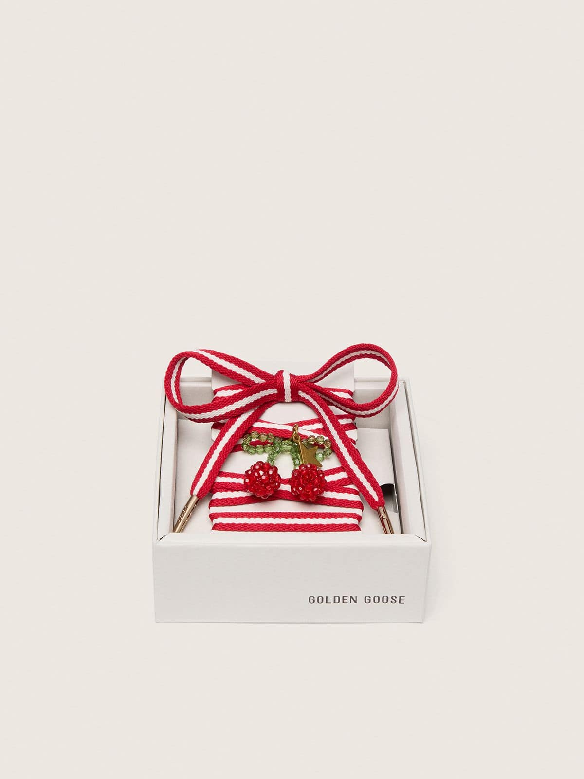 Golden Goose - Skins red and white laces with cherry charm in 