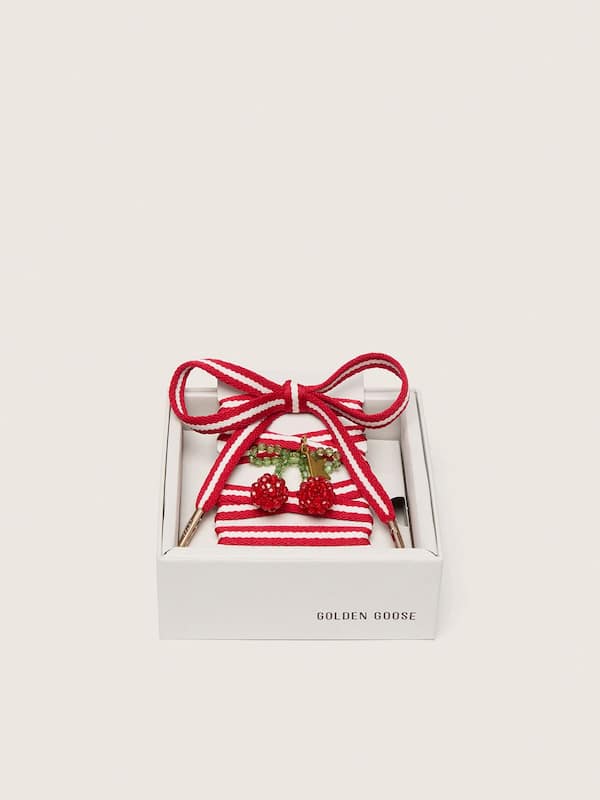 Golden Goose - Skins red and white laces with cherry charm in 