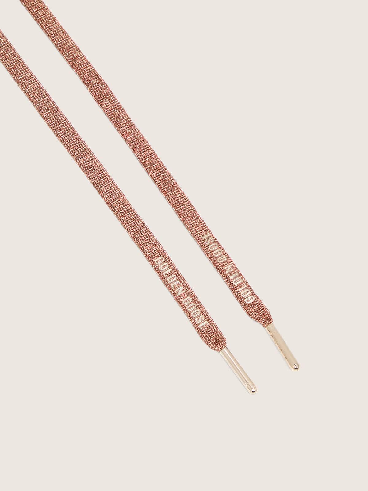 Lacets en lurex p&ecirc;che avec d&eacute;tails dor&eacute;s