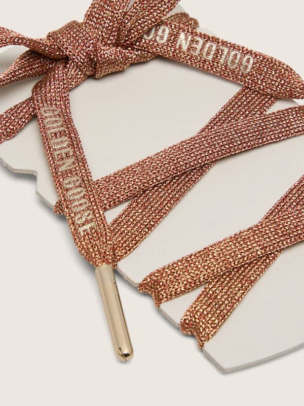 Peach lurex laces with gold details