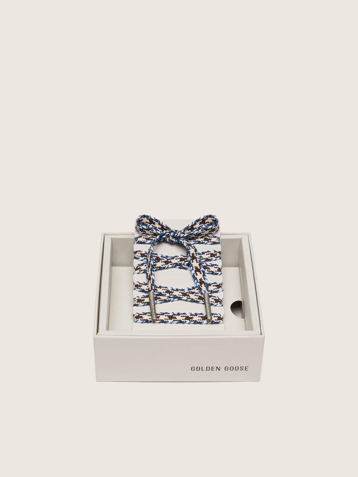 Golden Goose - Cord laces in cream, bright blue and brown with silver details in 