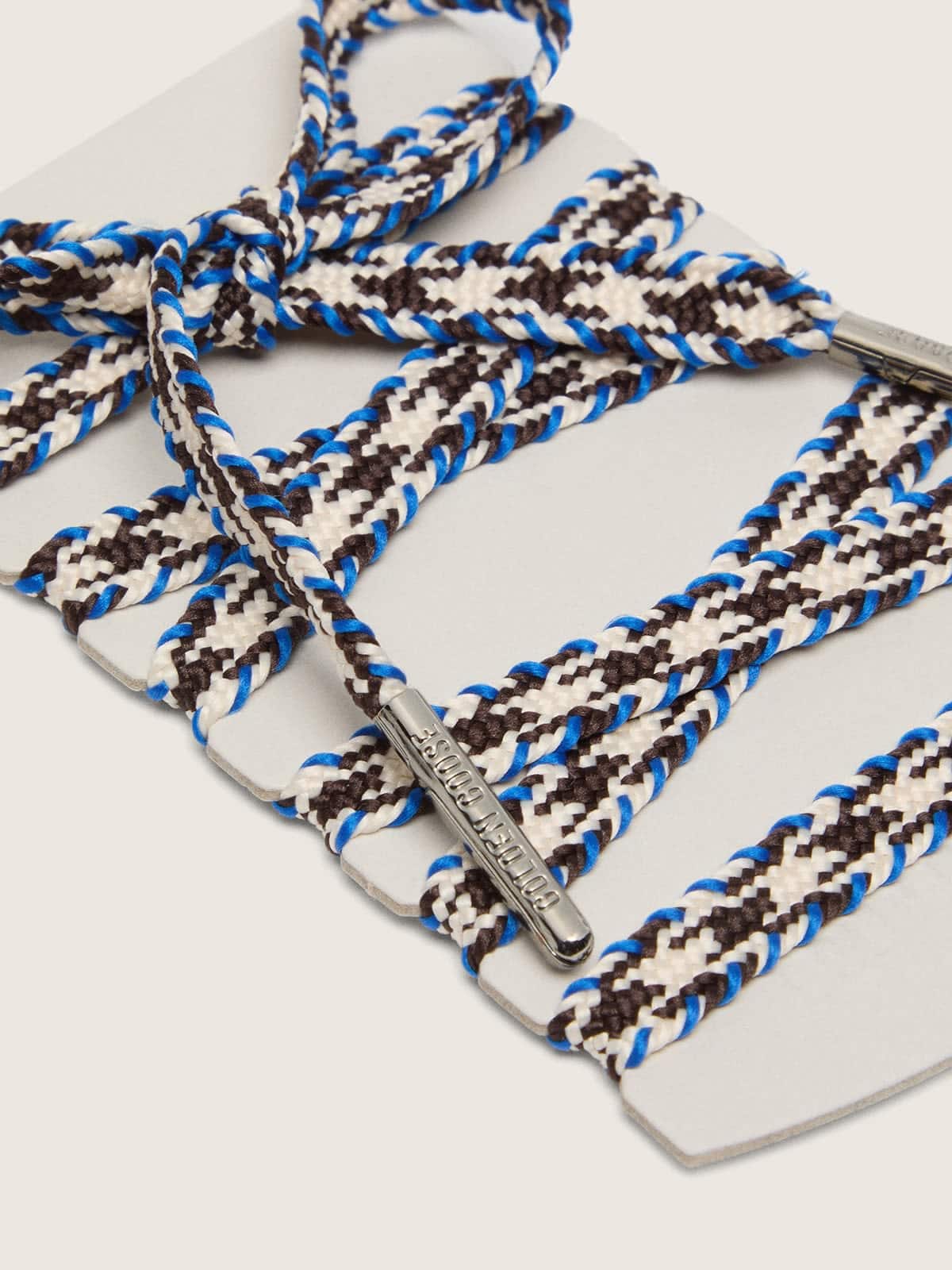 Golden Goose - Cord laces in cream, bright blue and brown with silver details in 